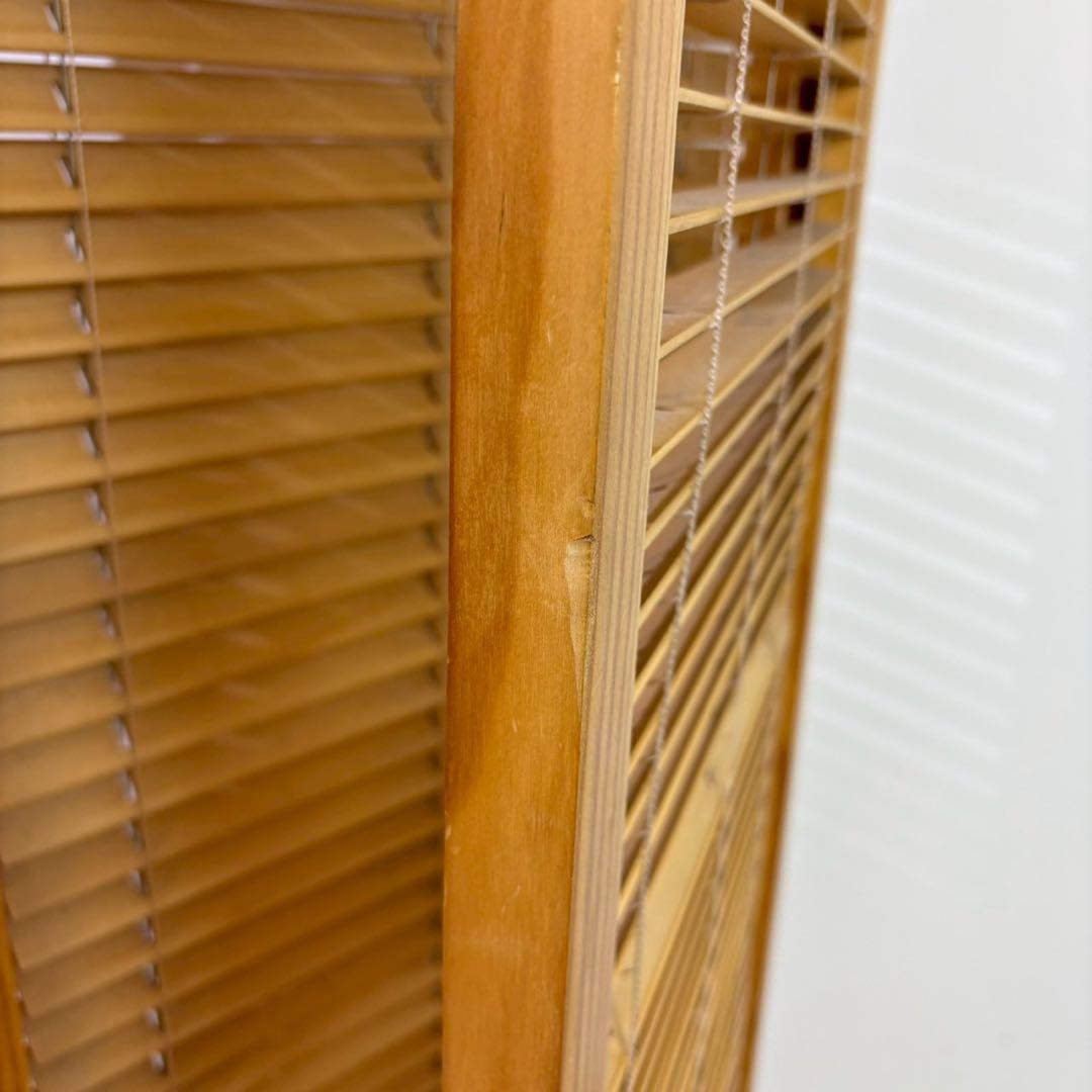 北欧レトロ　4面　パーテーション　ブラインド型　木製