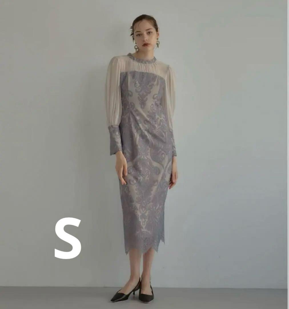 ANDRESD ダマスク ギャザー ドレス ワンピース