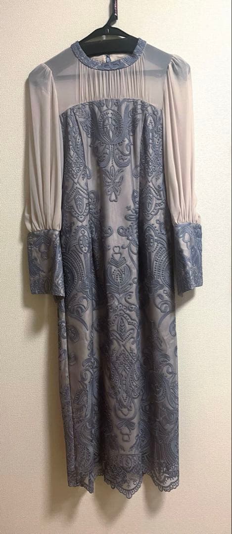 ANDRESD ダマスク ギャザー ドレス ワンピース