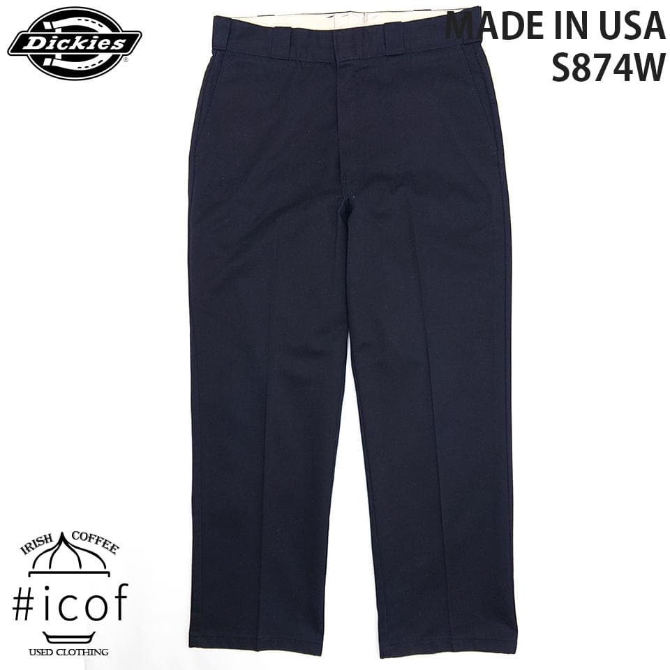 90s USA製 S874W DICKIES 34 黒 ブラック a429