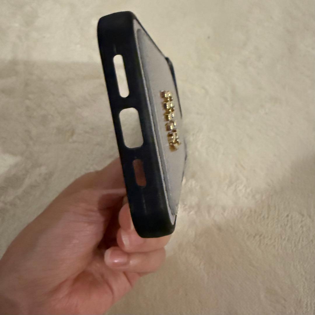 miu miu ブルーグレー　レザー iPhone13proケース