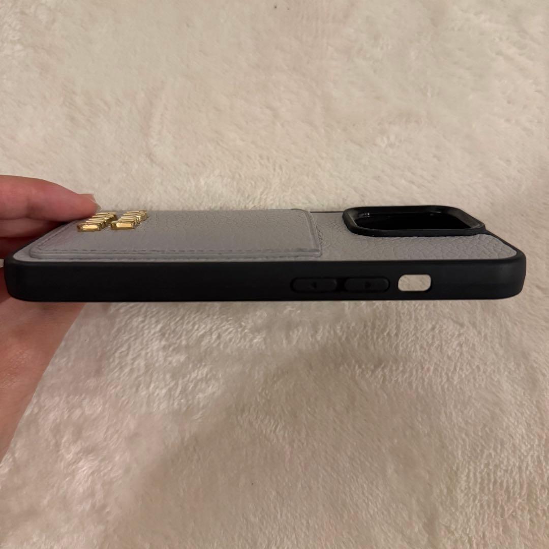 miu miu ブルーグレー　レザー iPhone13proケース