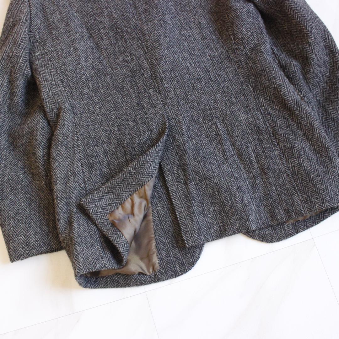 Harris Tweed ヘリンボーンテーラードジャケット グレー ウール M