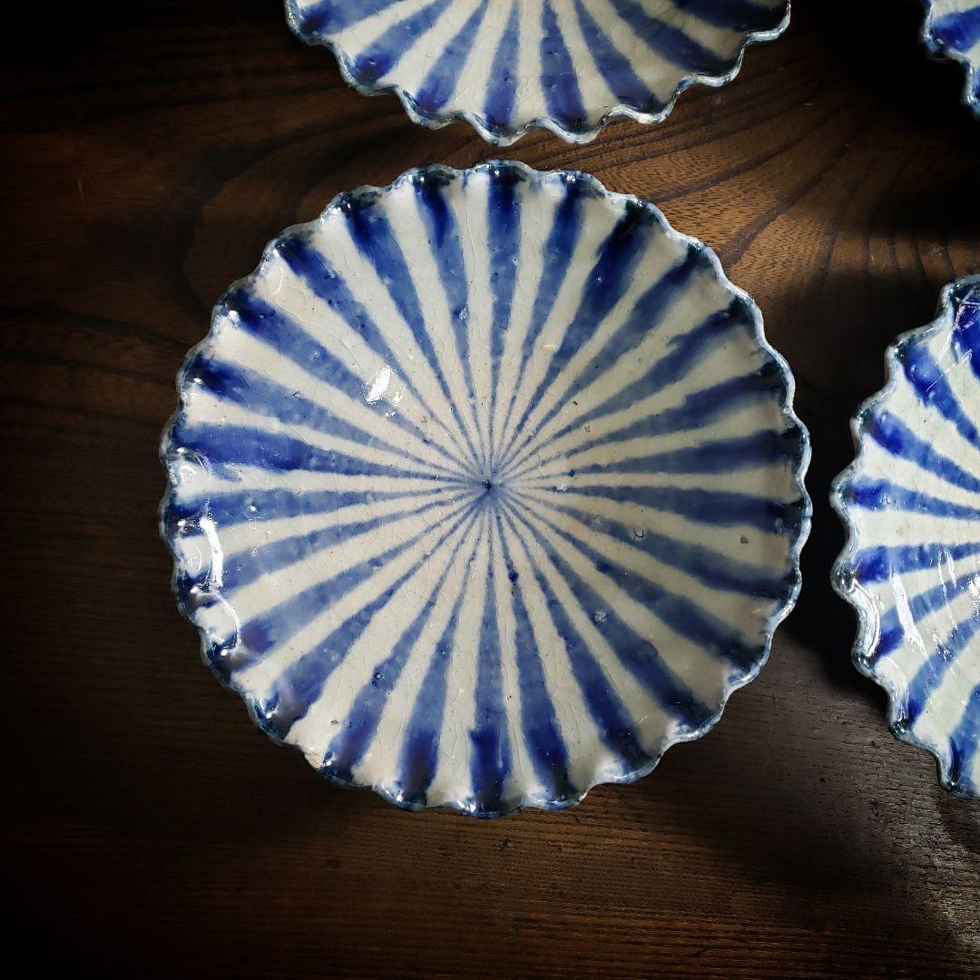 美濃焼　澤窯　可児一広　染十草　皿　4枚　訳あり　欠け　多数