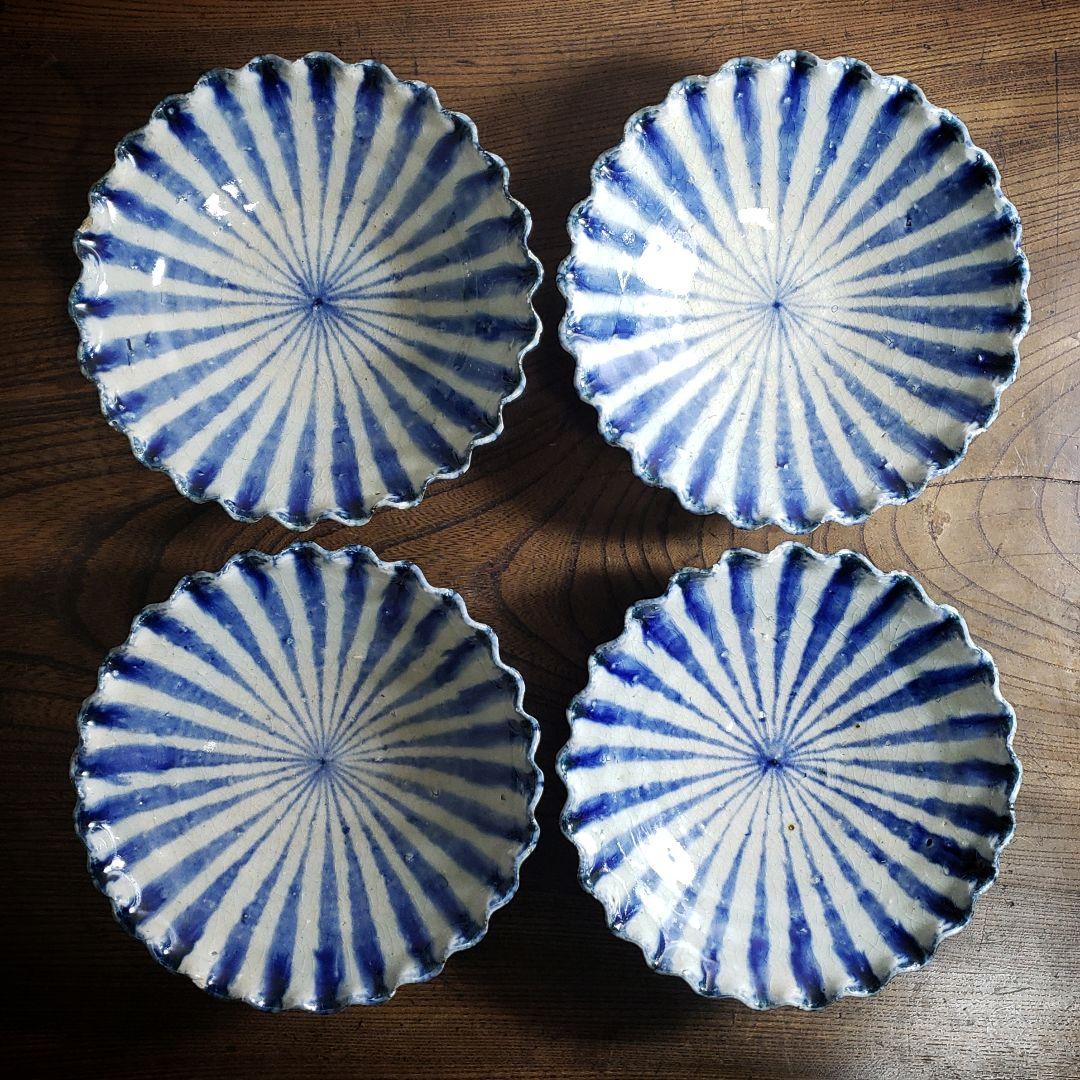 美濃焼　澤窯　可児一広　染十草　皿　4枚　訳あり　欠け　多数