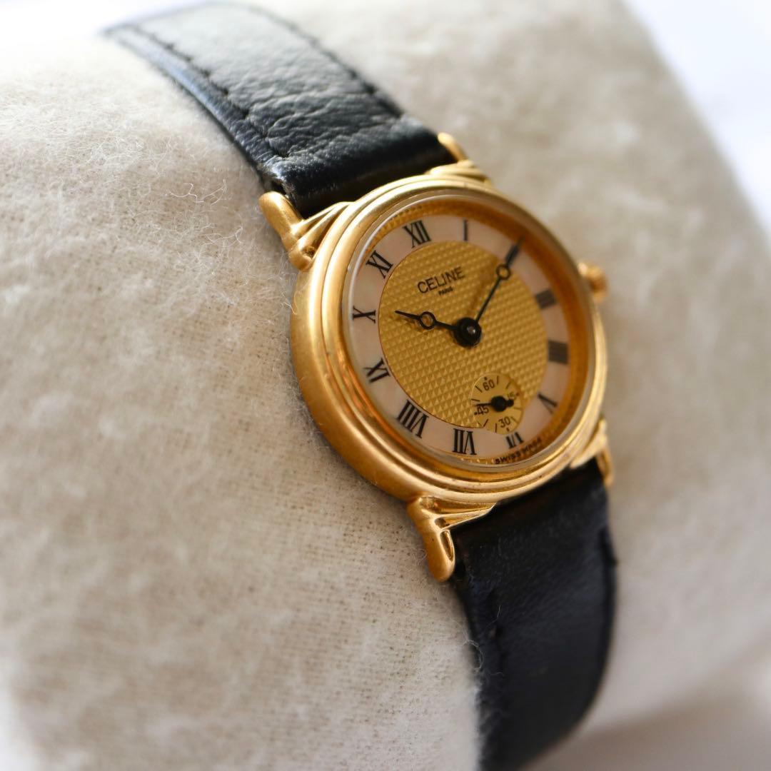 CELINE ローマン スモセコ ラウンド シェル レディース腕時計 1382