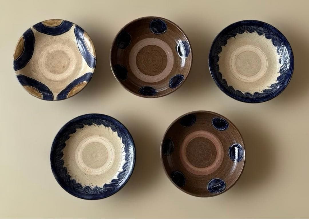 やちむん　皿　5枚　沖縄　約21.5cm