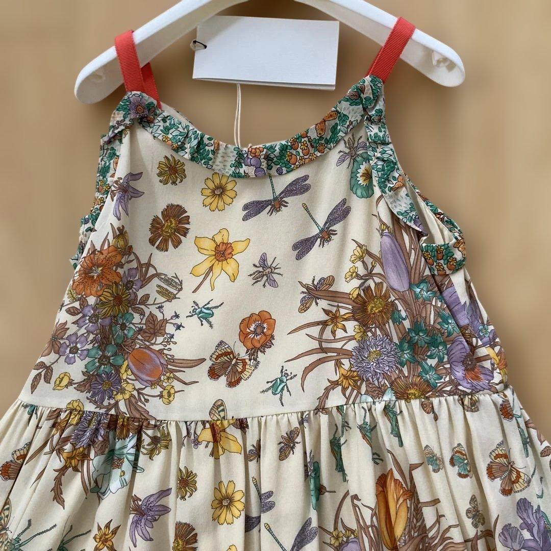 新品！タグ付！グッチ キャミソールワンピース 昆虫花柄 シルク100％サイズ10