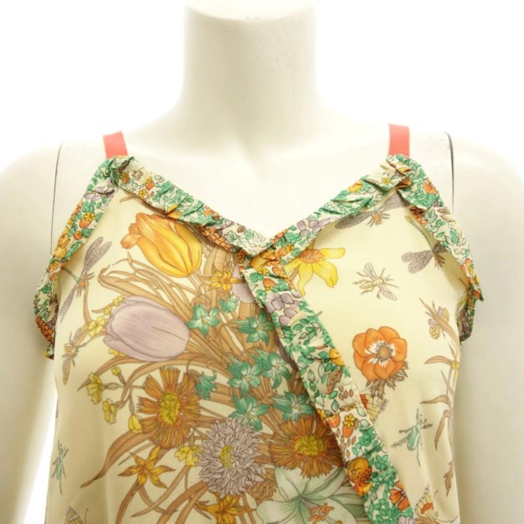 新品！タグ付！グッチ キャミソールワンピース 昆虫花柄 シルク100％サイズ10