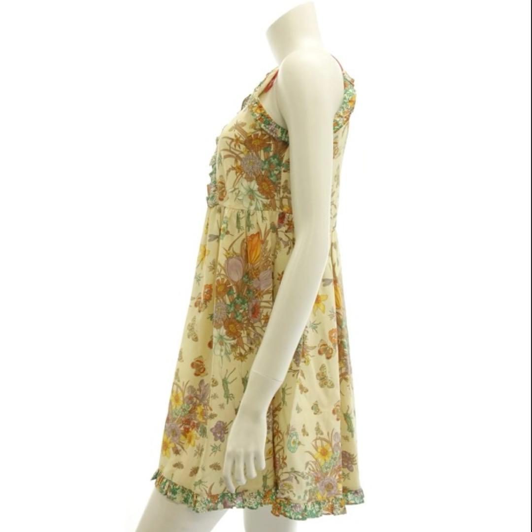 新品！タグ付！グッチ キャミソールワンピース 昆虫花柄 シルク100％サイズ10