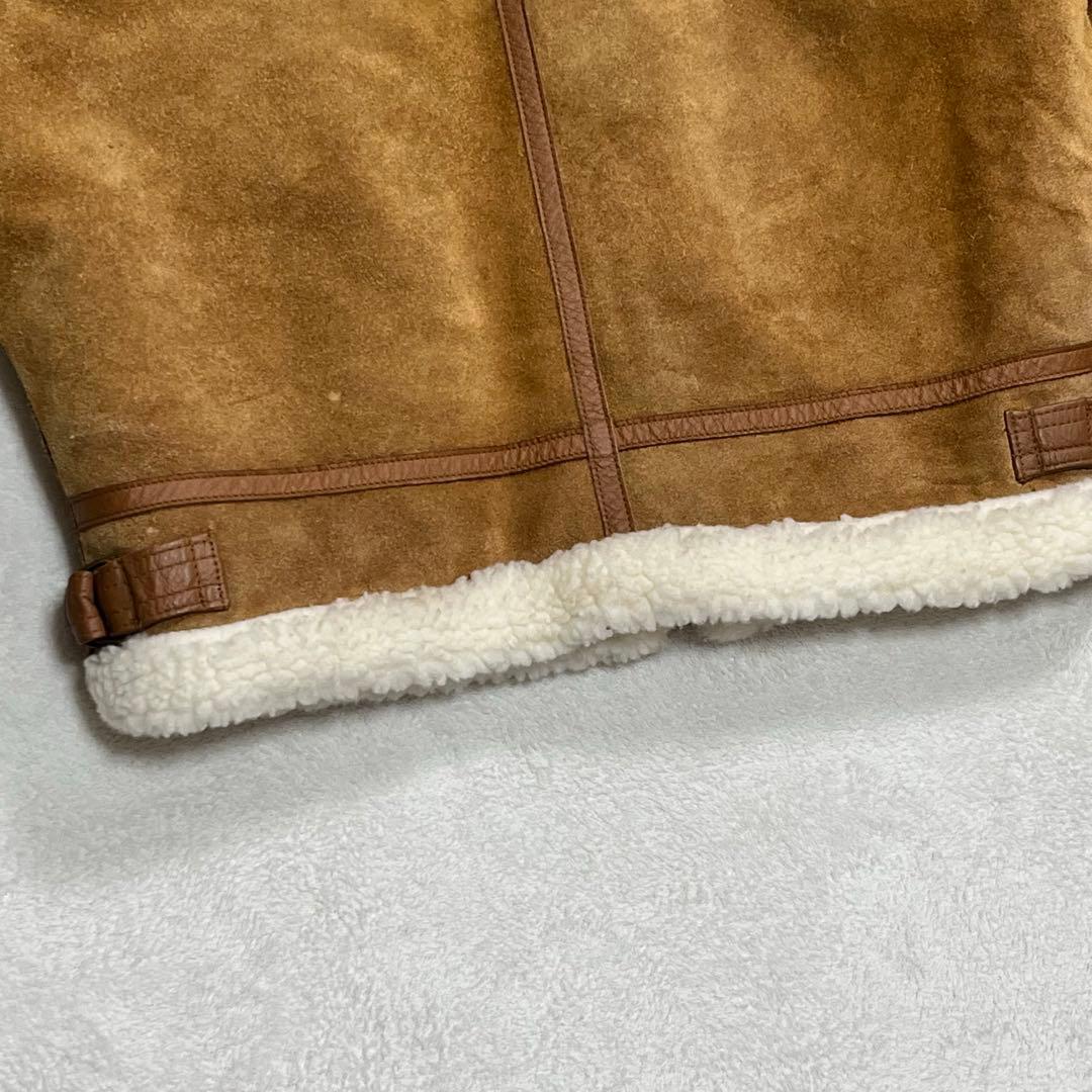 B-3 フライト ムートンジャケット レザー牛革 ボア チンストラップ キャメル