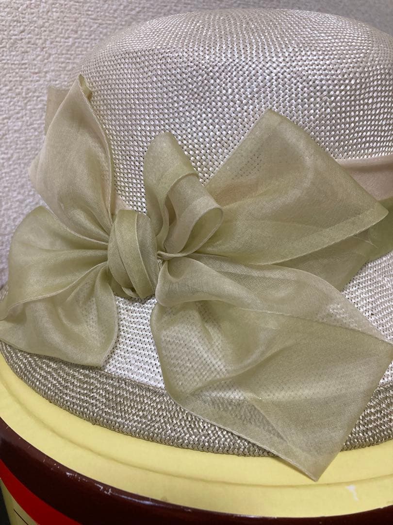 マキシン◆maxim オフホワイト　ストローハット リボン付き