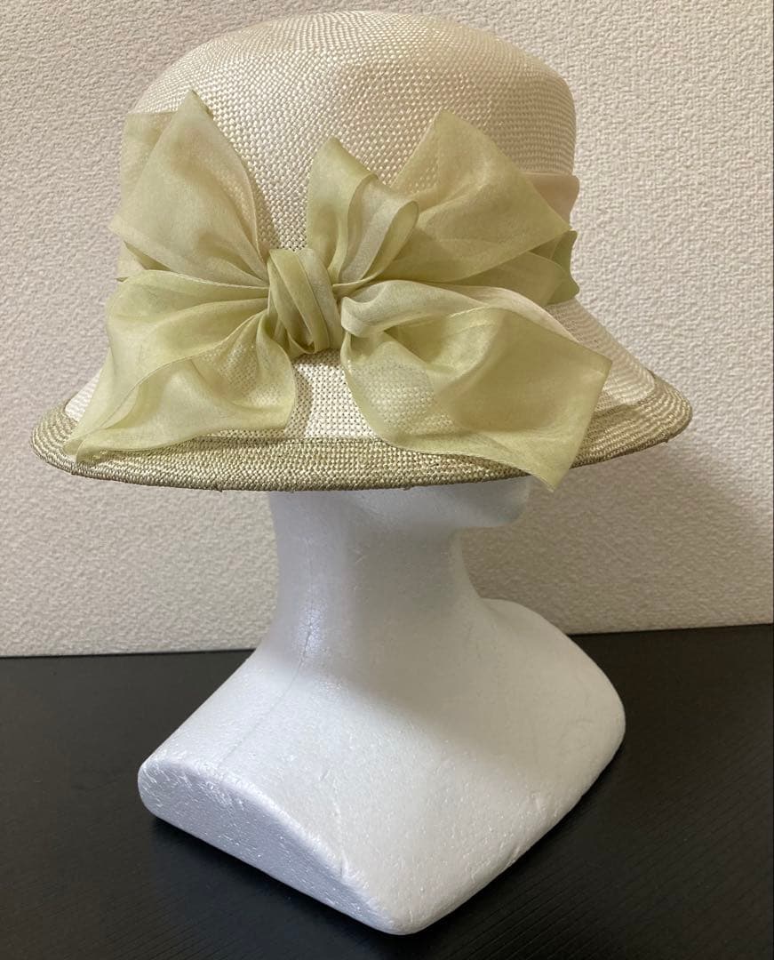 マキシン◆maxim オフホワイト　ストローハット リボン付き
