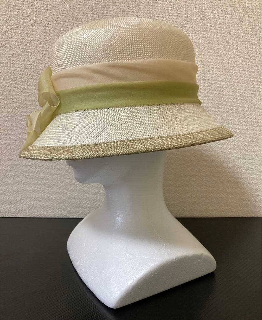 マキシン◆maxim オフホワイト　ストローハット リボン付き