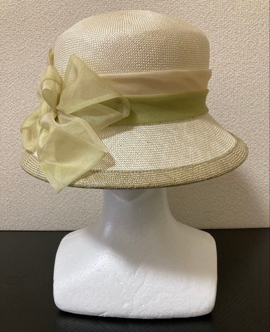 マキシン◆maxim オフホワイト　ストローハット リボン付き