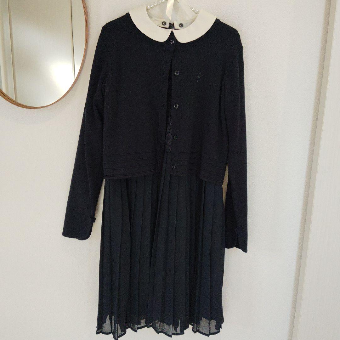 ネイビー レース ワンピース 長袖 カーディガン