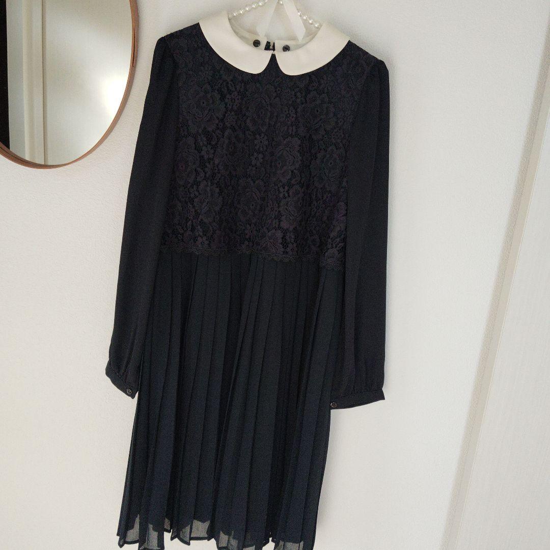 ネイビー レース ワンピース 長袖 カーディガン