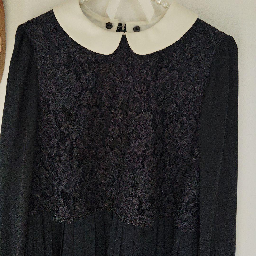 ネイビー レース ワンピース 長袖 カーディガン