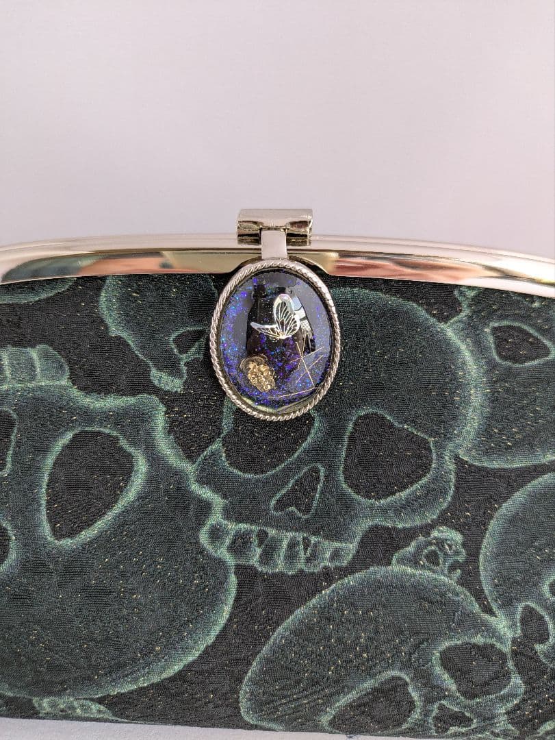 さくらんぼ様ご予約　　　　　　　京友禅　くし型ポーチがま　 グーススネークがま口