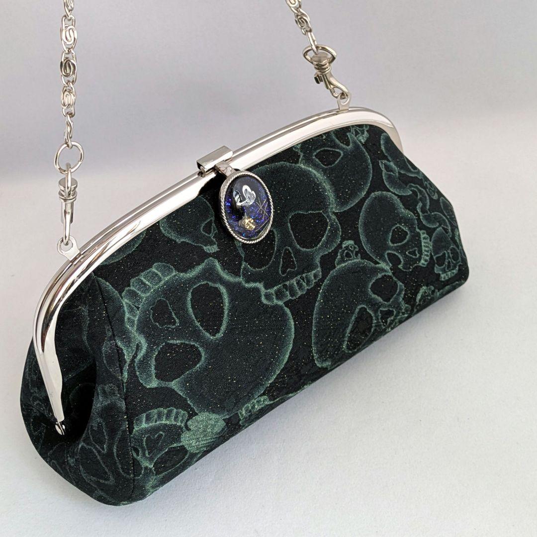 さくらんぼ様ご予約　　　　　　　京友禅　くし型ポーチがま　 グーススネークがま口