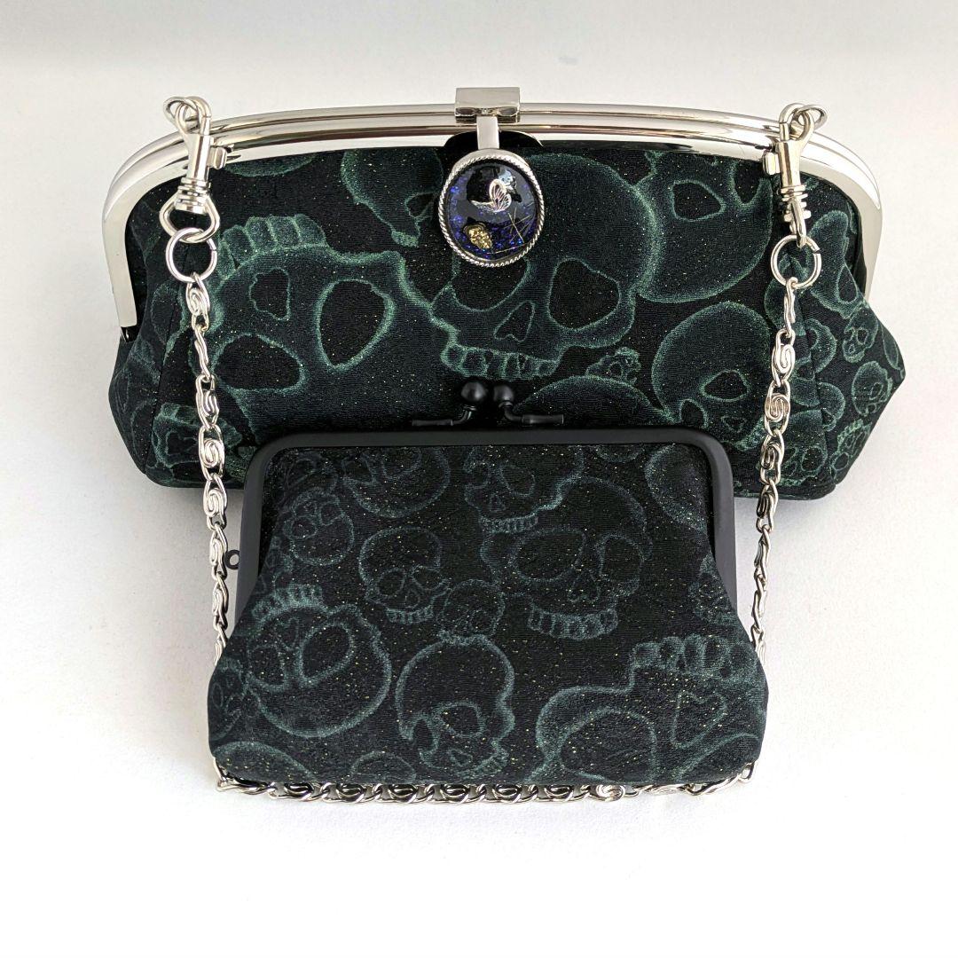 さくらんぼ様ご予約　　　　　　　京友禅　くし型ポーチがま　 グーススネークがま口