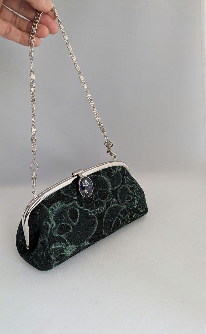 さくらんぼ様ご予約　　　　　　　京友禅　くし型ポーチがま　 グーススネークがま口