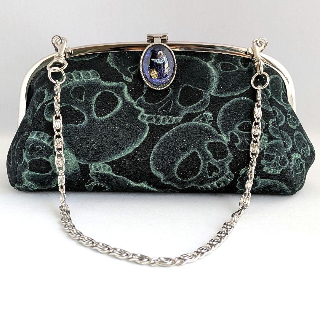 さくらんぼ様ご予約　　　　　　　京友禅　くし型ポーチがま　 グーススネークがま口