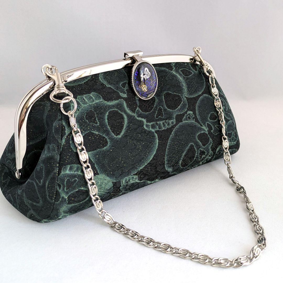 さくらんぼ様ご予約　　　　　　　京友禅　くし型ポーチがま　 グーススネークがま口