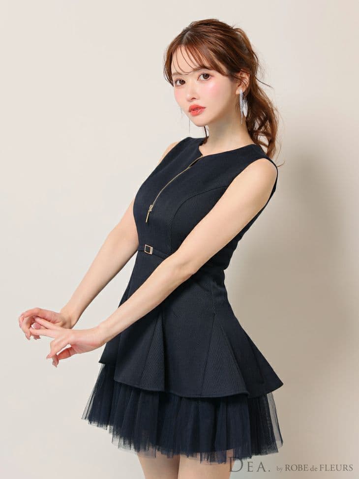 SサイズDEA. ディアバイローブドフルール ノースリーブベルトデザインチュール