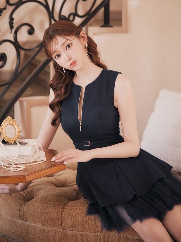 SサイズDEA. ディアバイローブドフルール ノースリーブベルトデザインチュール