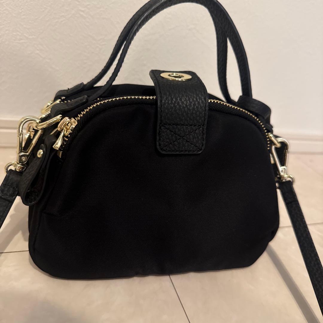 HAYNI ベイビーナイロンロシェ 2way レザー 黒 ゴールド金具