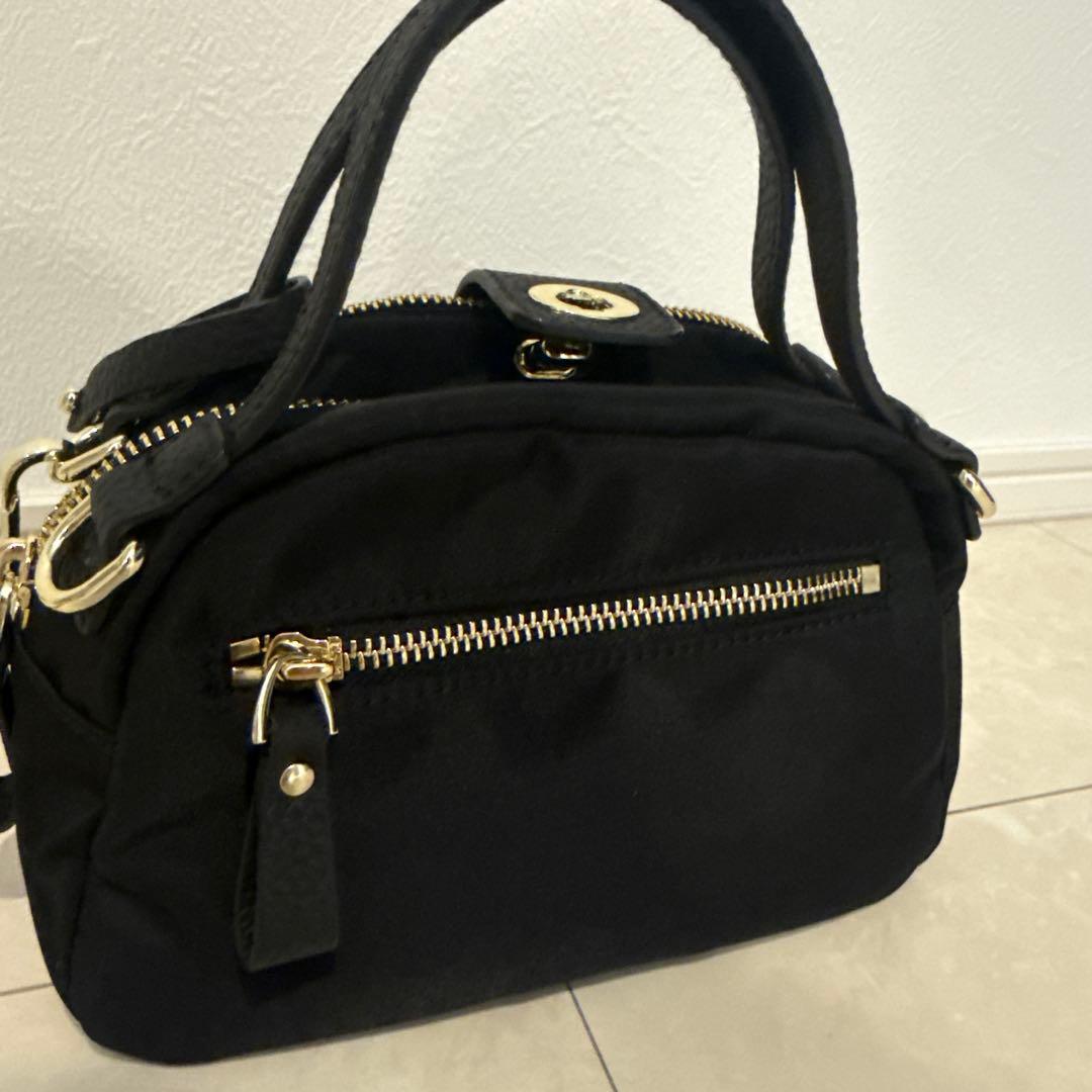 HAYNI ベイビーナイロンロシェ 2way レザー 黒 ゴールド金具