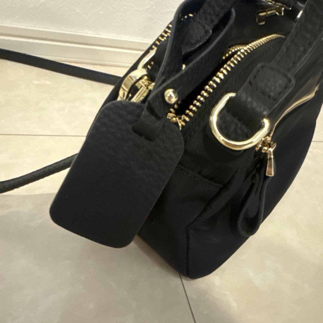 HAYNI ベイビーナイロンロシェ 2way レザー 黒 ゴールド金具