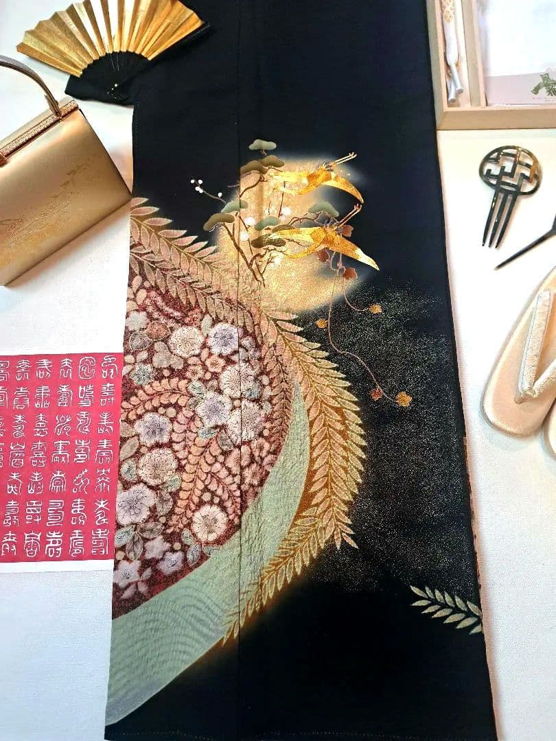 新品未使用❇️作家もの辻ケ花黒留袖　 未使用辻ケ花袋帯　５つ紋　フルセット