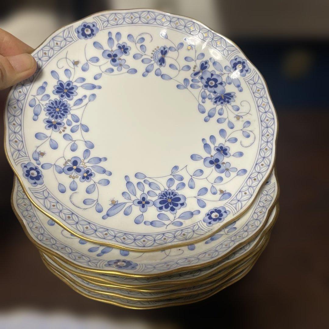 ナルミボーンチャイナ　【ケーキ皿6枚 ミルク　シュガー　プレートセット】