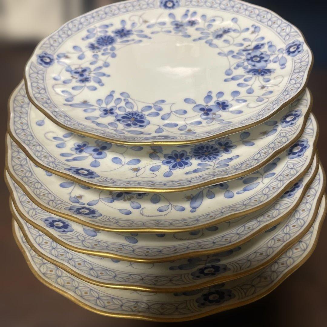 ナルミボーンチャイナ　【ケーキ皿6枚 ミルク　シュガー　プレートセット】