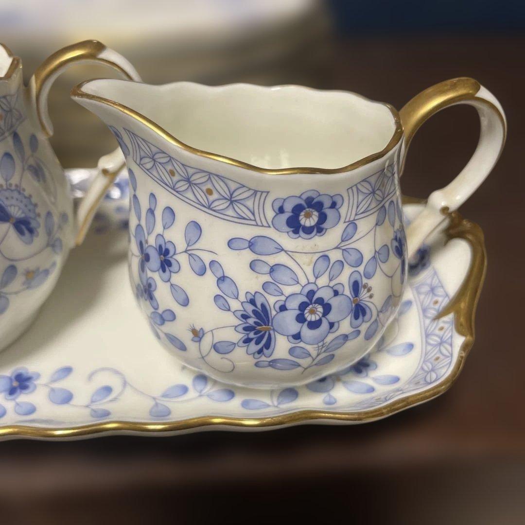 ナルミボーンチャイナ　【ケーキ皿6枚 ミルク　シュガー　プレートセット】