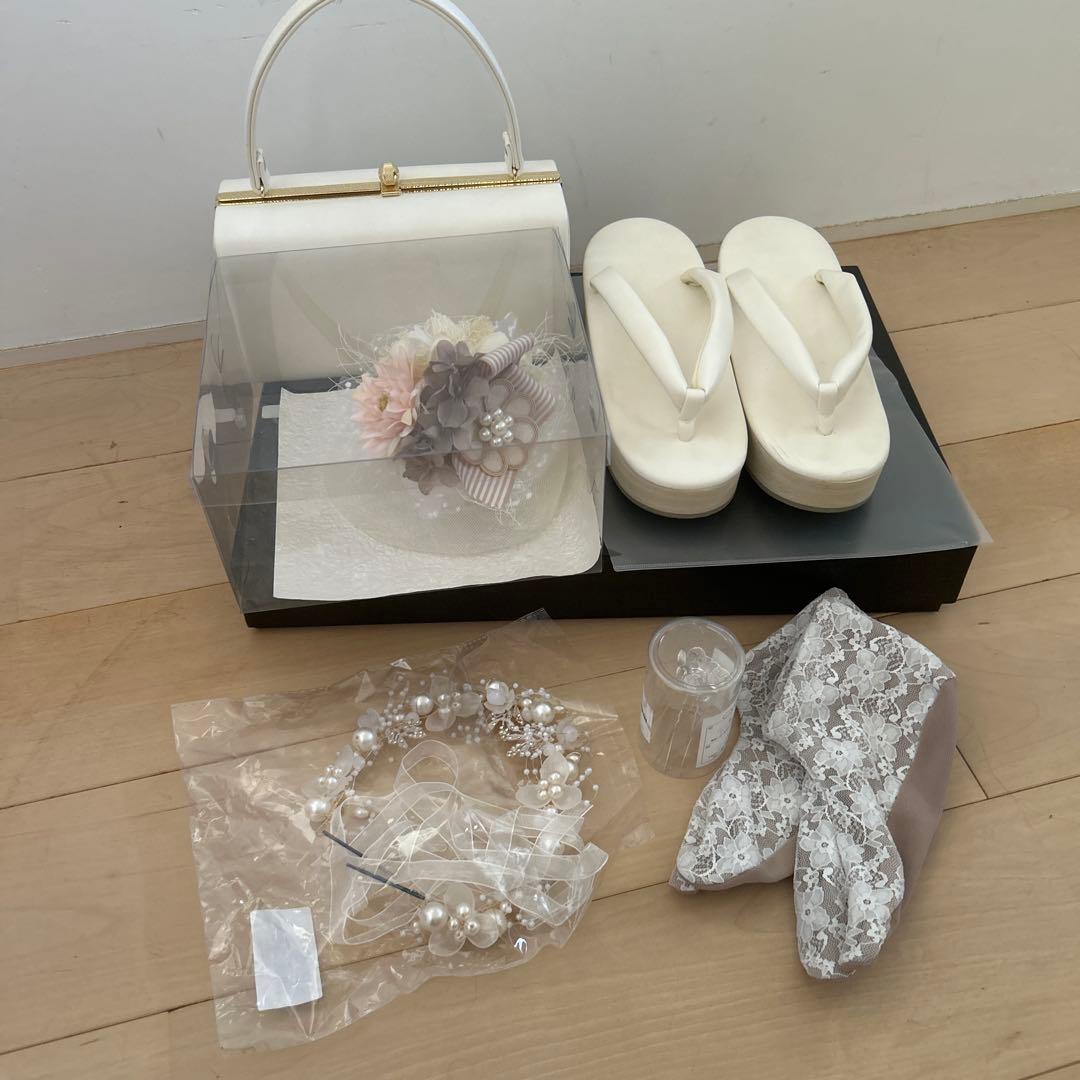 成人式用　バック草履髪飾りセット