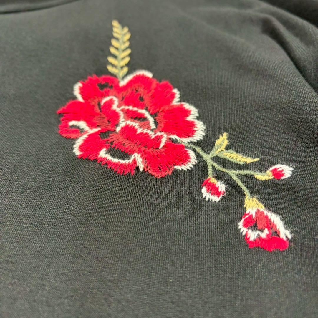 コムデギャルソンオムプリュス 刺繍Tシャツ 花柄 黒 L 日本製 AD2021