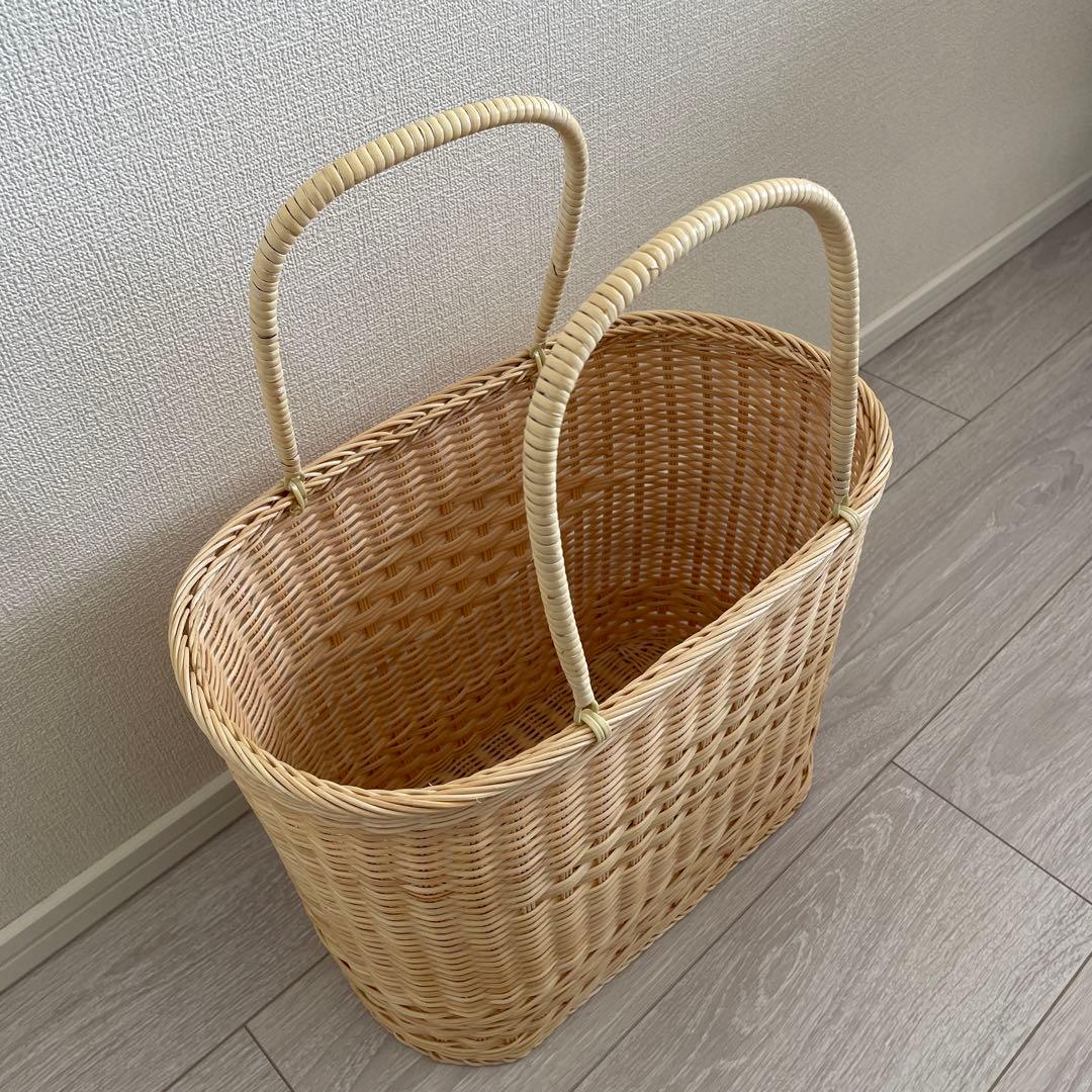 松野屋　籐の手提げ　かご