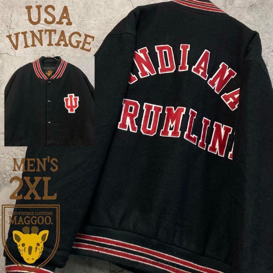 ☆US古着☆vintage【カレッジ チーム スタジャン】刺繍ロゴ メンズ2XL