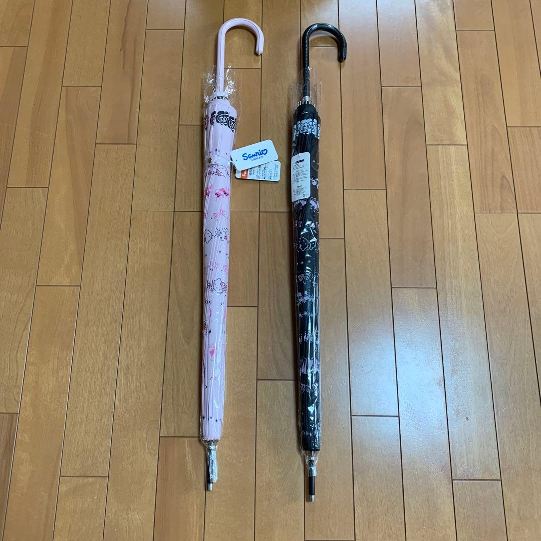 ハローキティ　1 6本骨傘 2本セット ピンク・黒