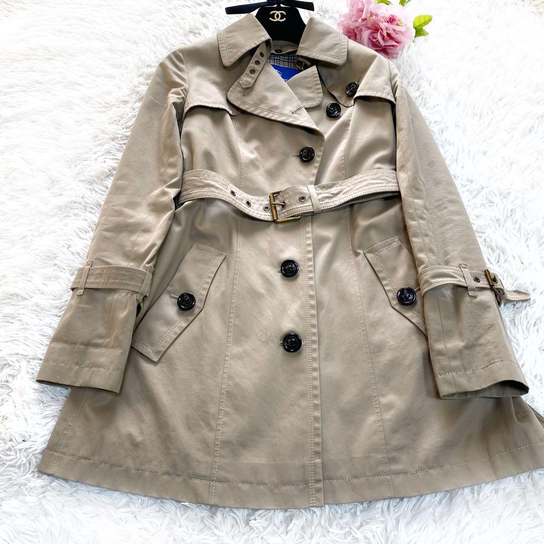 ま*ぎ様 美品✨BURBERRY BLUELABEL 襟元 ノバチェック トレン