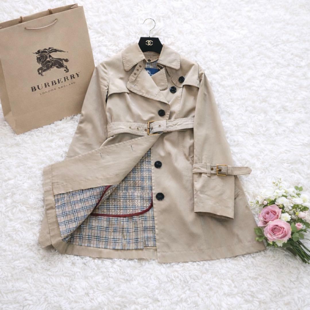ま*ぎ様 美品✨BURBERRY BLUELABEL 襟元 ノバチェック トレン