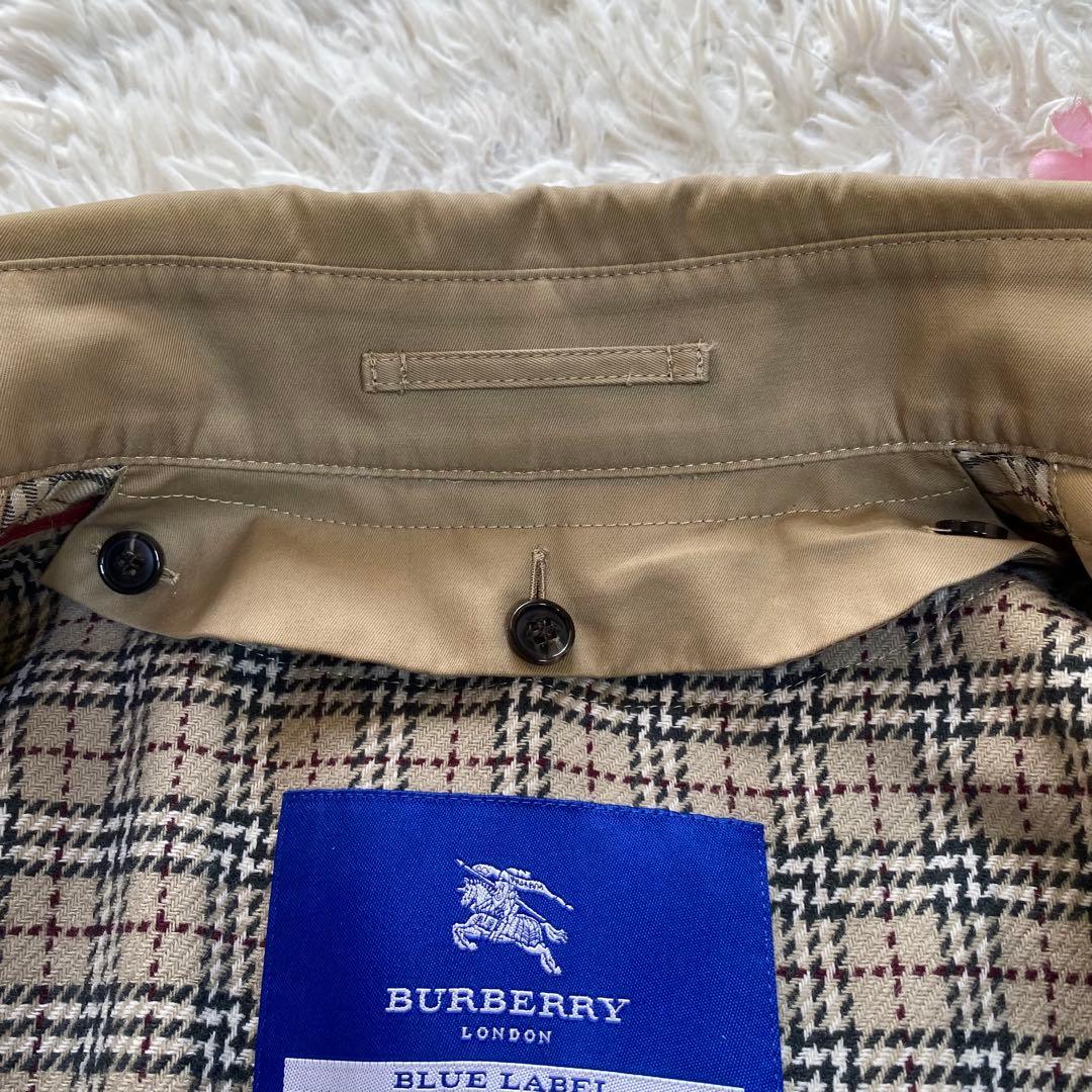 ま*ぎ様 美品✨BURBERRY BLUELABEL 襟元 ノバチェック トレン