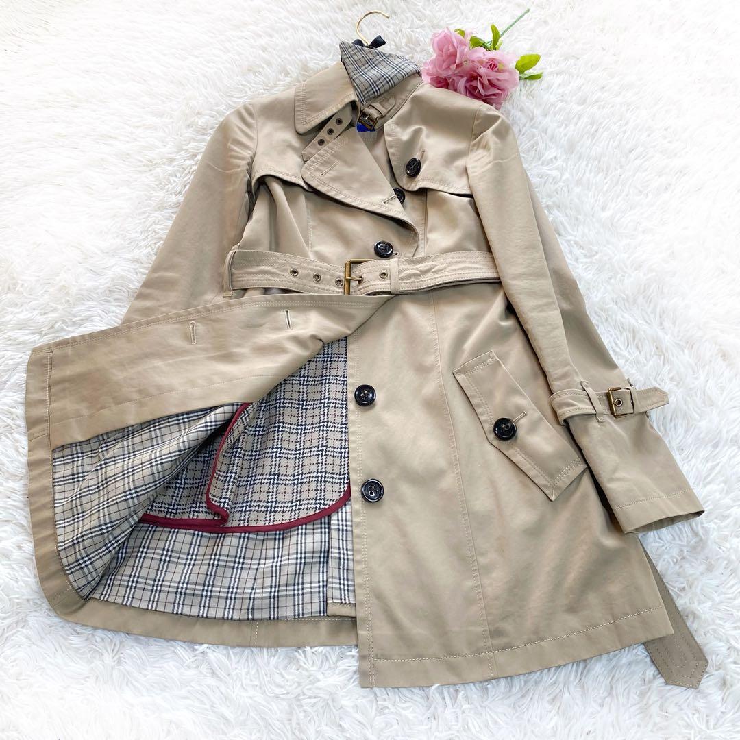 ま*ぎ様 美品✨BURBERRY BLUELABEL 襟元 ノバチェック トレン