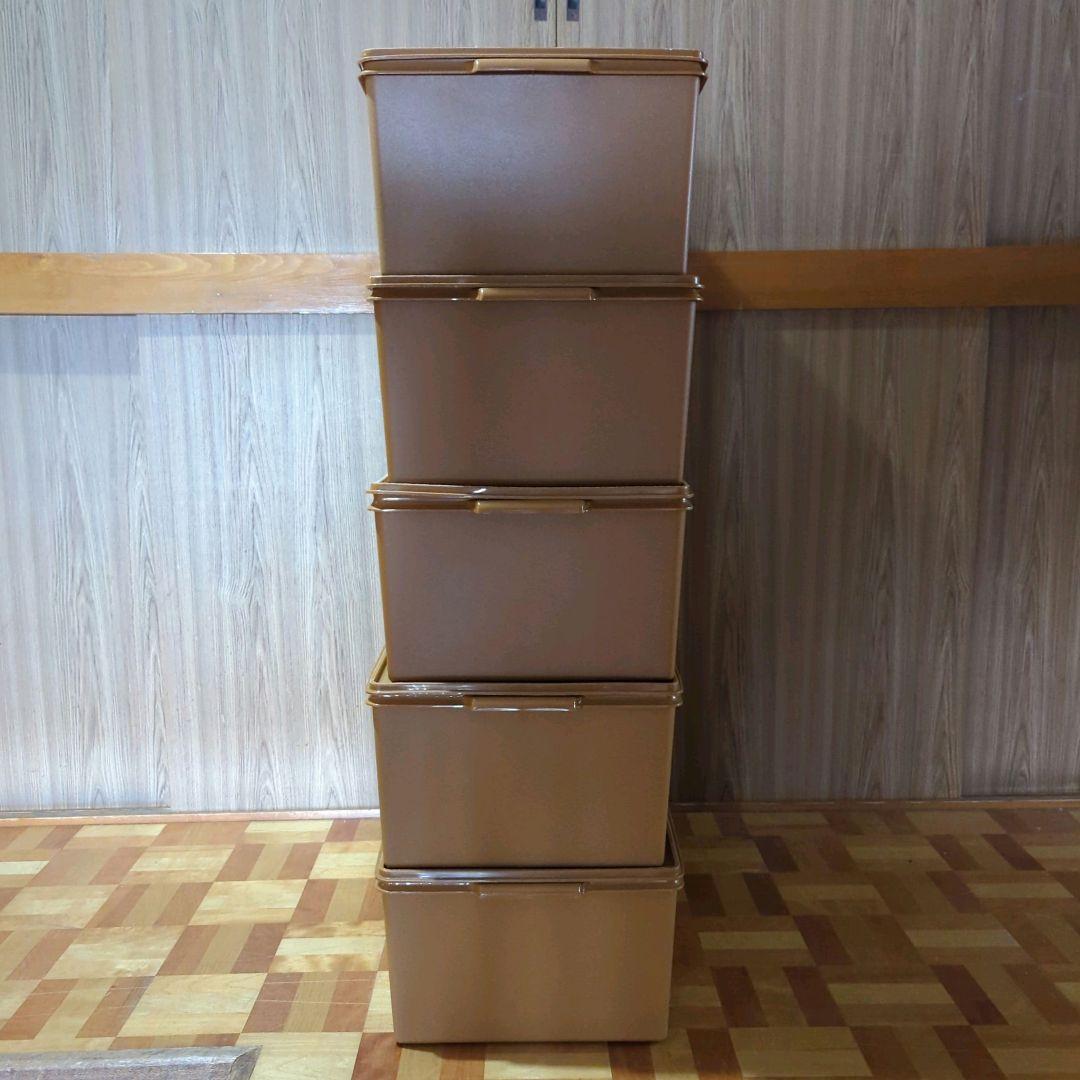 moumouタッパーウエア ディープロングスーパーケース ブラウン 5個セ