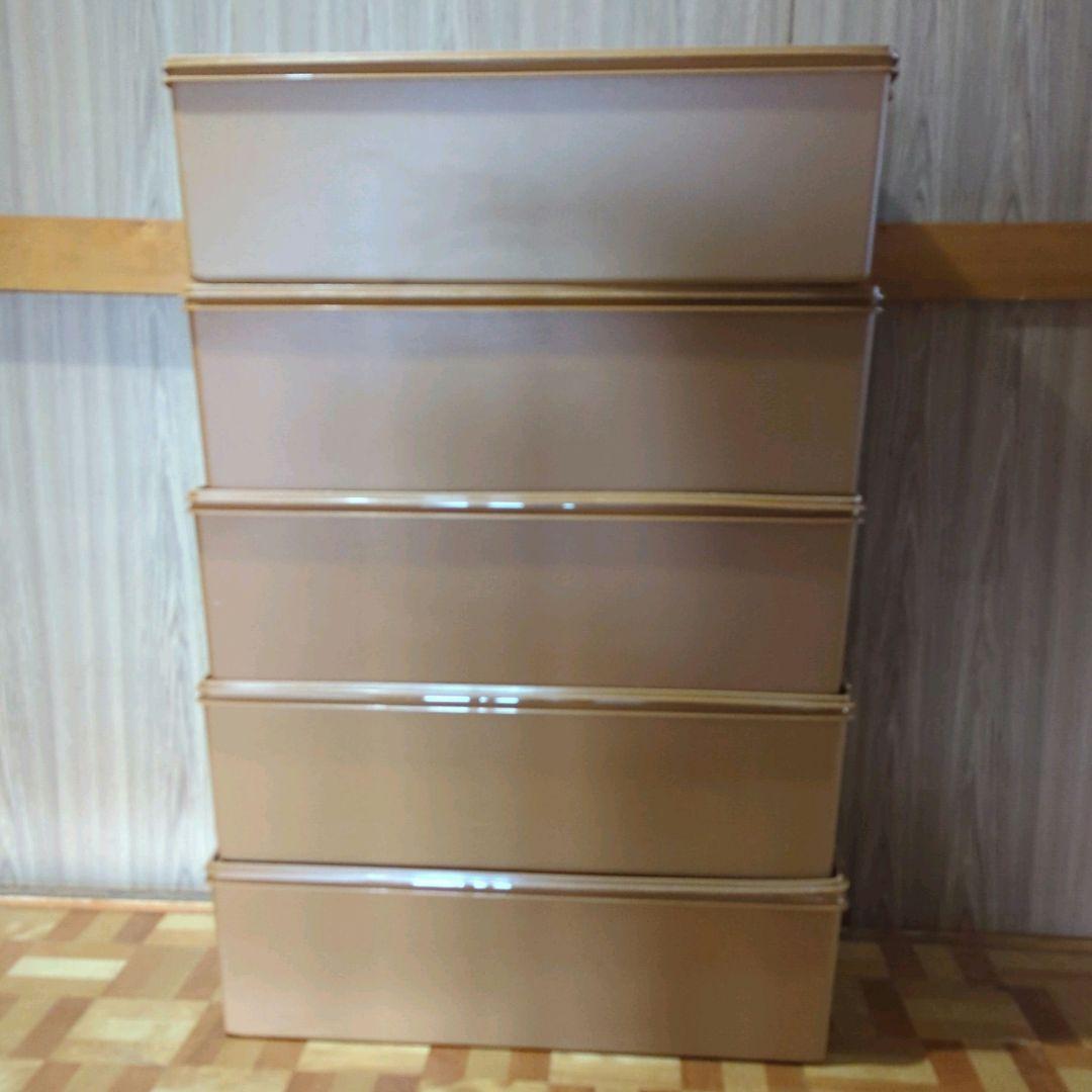 moumouタッパーウエア ディープロングスーパーケース ブラウン 5個セ