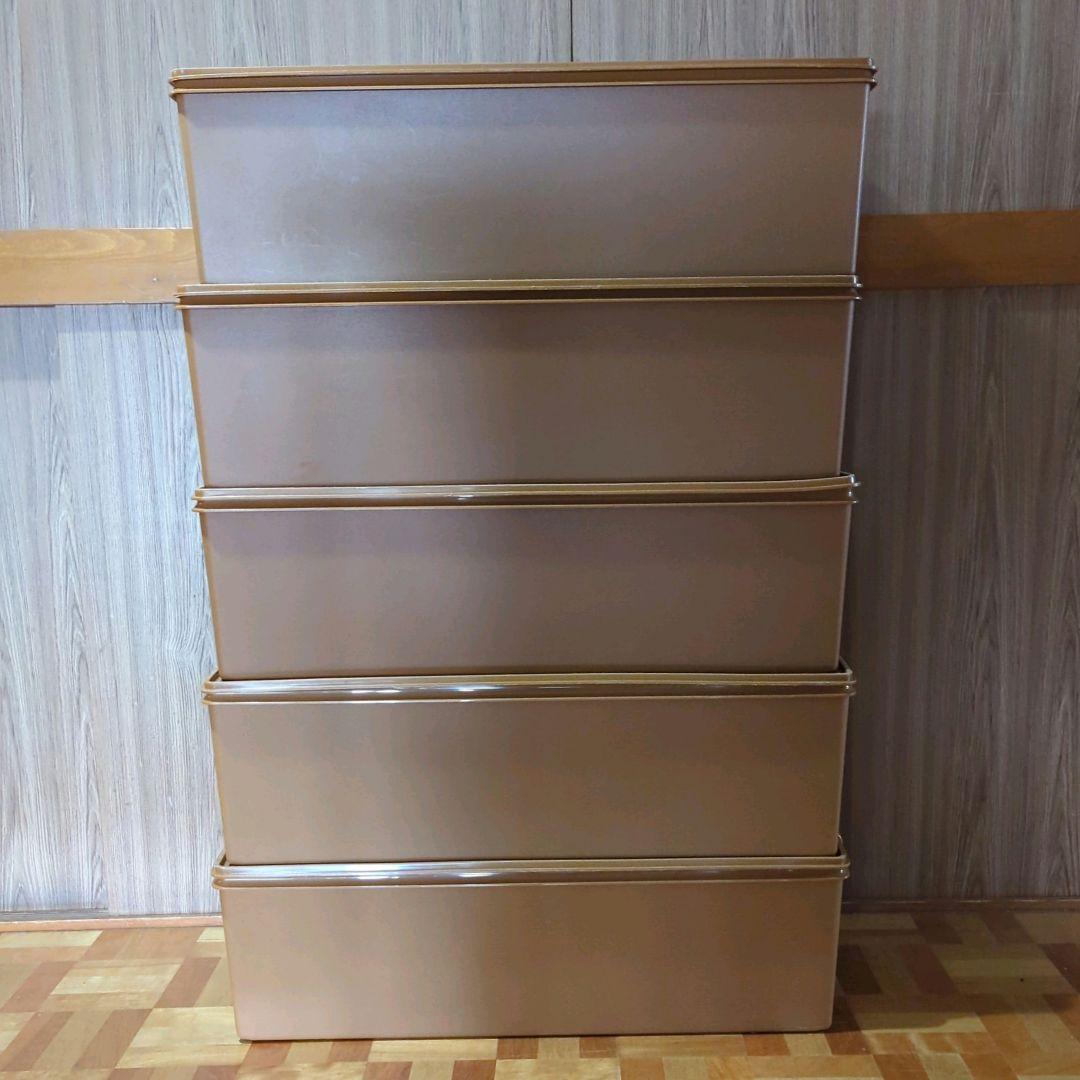 moumouタッパーウエア ディープロングスーパーケース ブラウン 5個セ