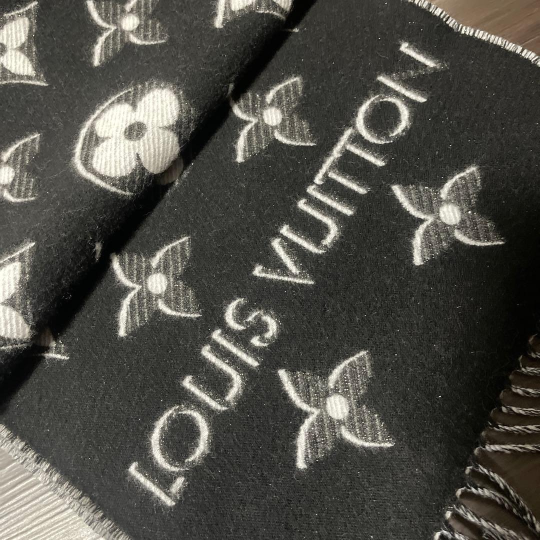 Louis Vuitton モノグラムマフラー 黒 ラメ